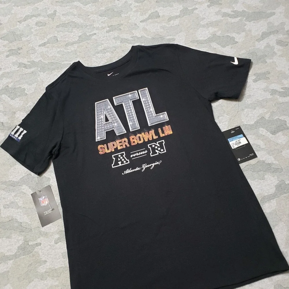 Atlanta Shirt Mens Medium Black Nike Super Bowl Short Sleeve‎ NWT